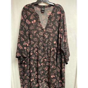 Disney Mickey Mouse top black w/ pink Mickey & friends logo‎ sheer size 5XL plus